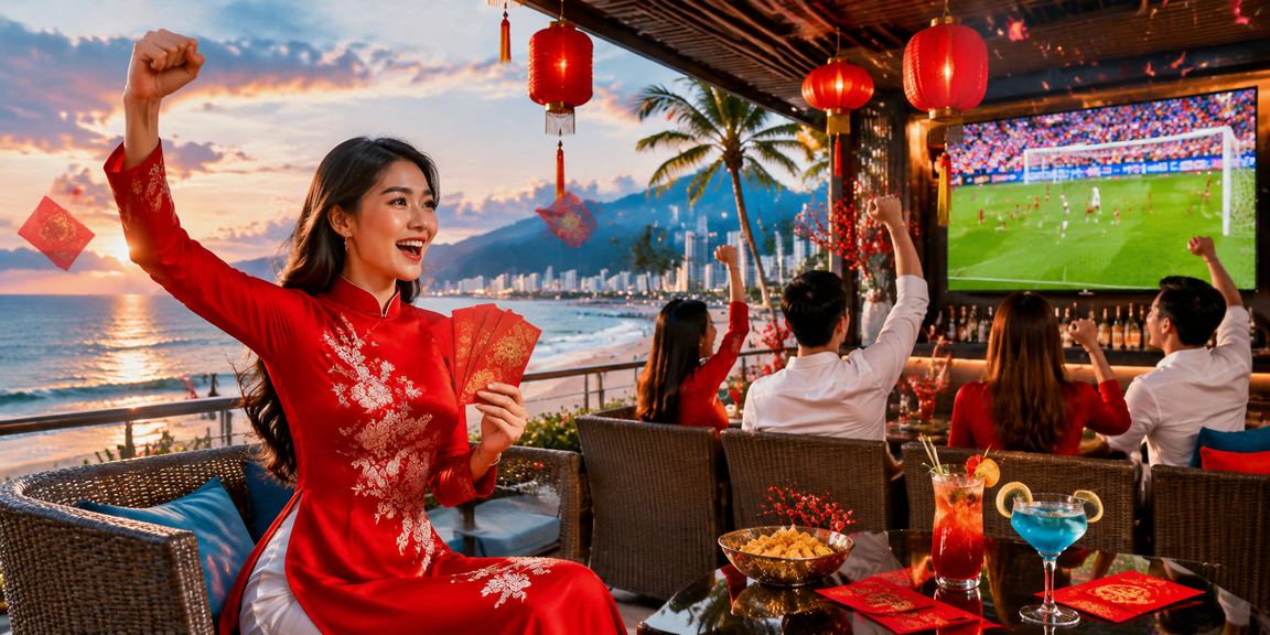 Phụ nữ Việt Nam trong trang phục áo dài tham gia nhận thưởng và cá cược tại Nha Trang